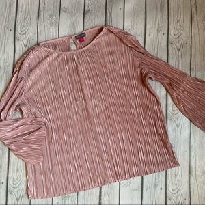 Vince Camuto Silky Crinkle Blouse Bell Sleeve